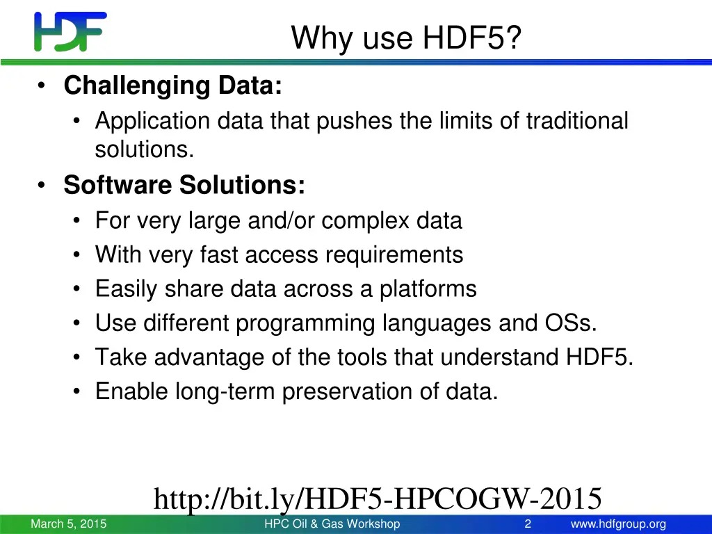 why use hdf5