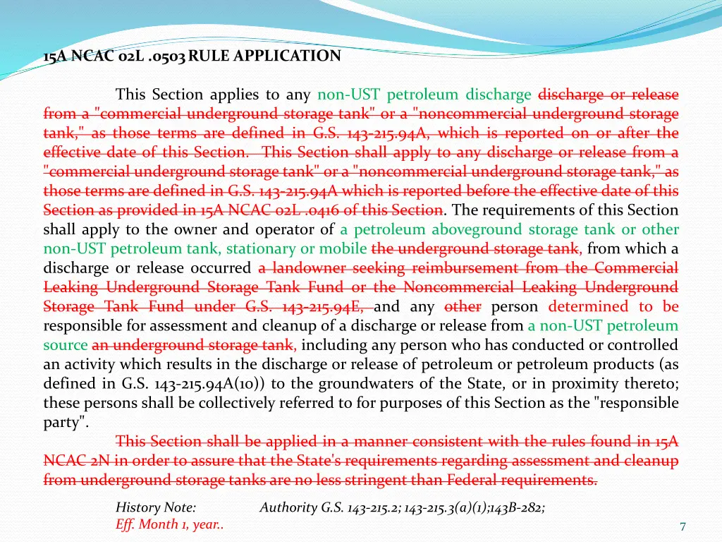 15a ncac 02l 0503 rule application