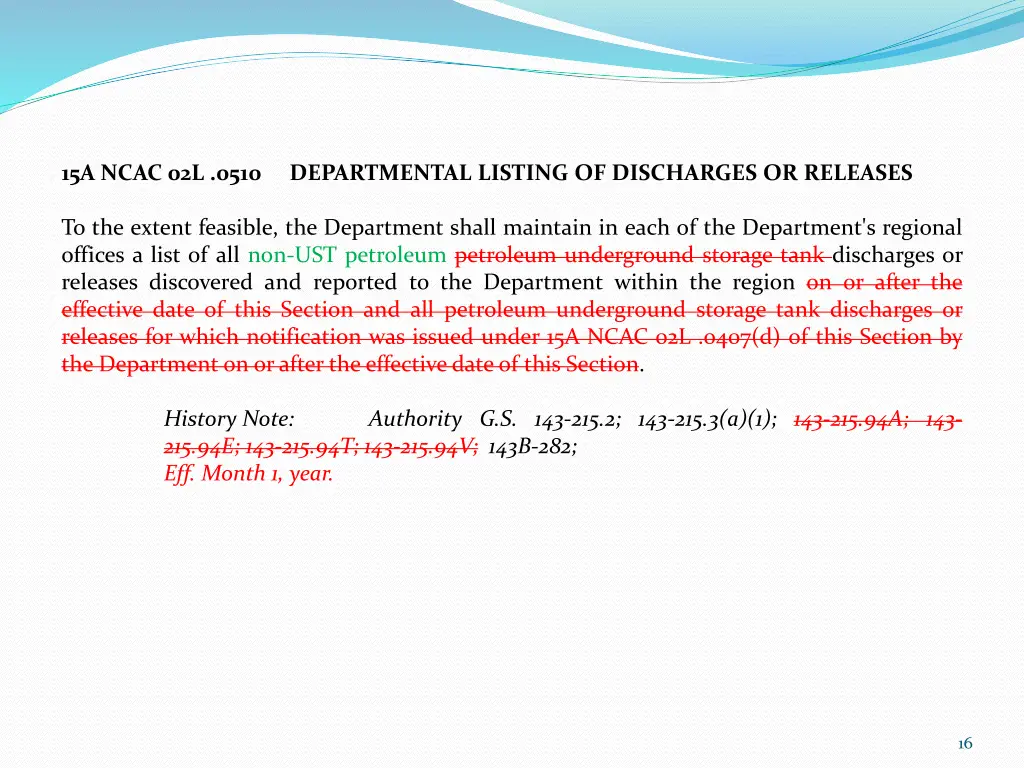 15a ncac 02l 0510 departmental listing