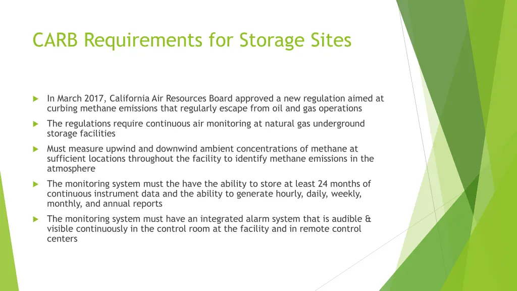 carb requirements for storage sites