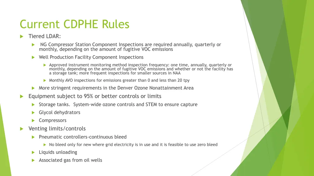 current cdphe rules tiered ldar ng compressor