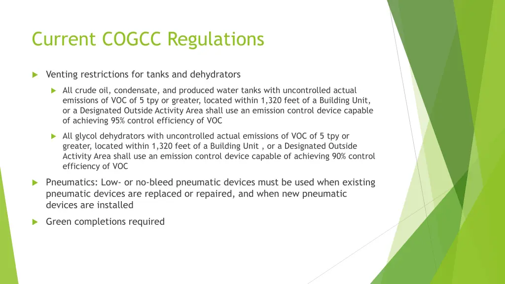 current cogcc regulations