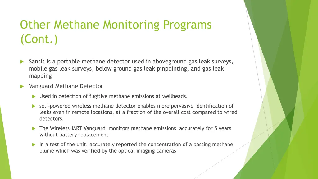 other methane monitoring programs cont