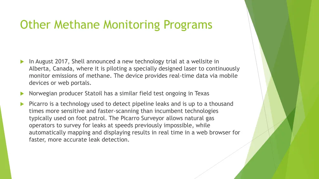 other methane monitoring programs