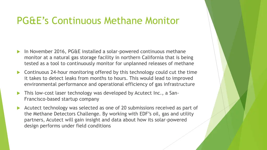 pg e s continuous methane monitor