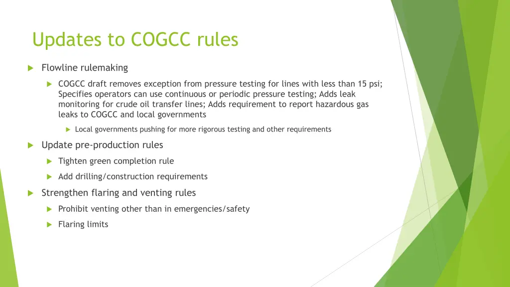 updates to cogcc rules