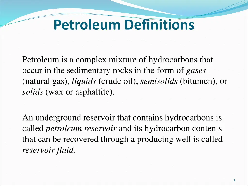 petroleum definitions