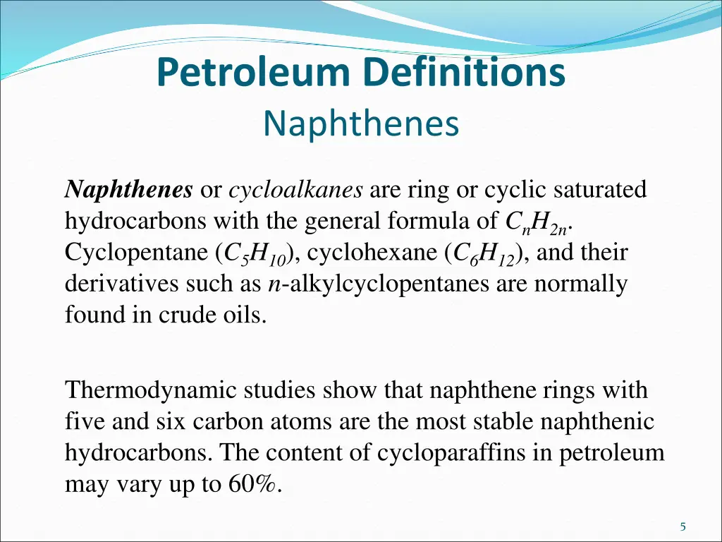 petroleum definitions naphthenes