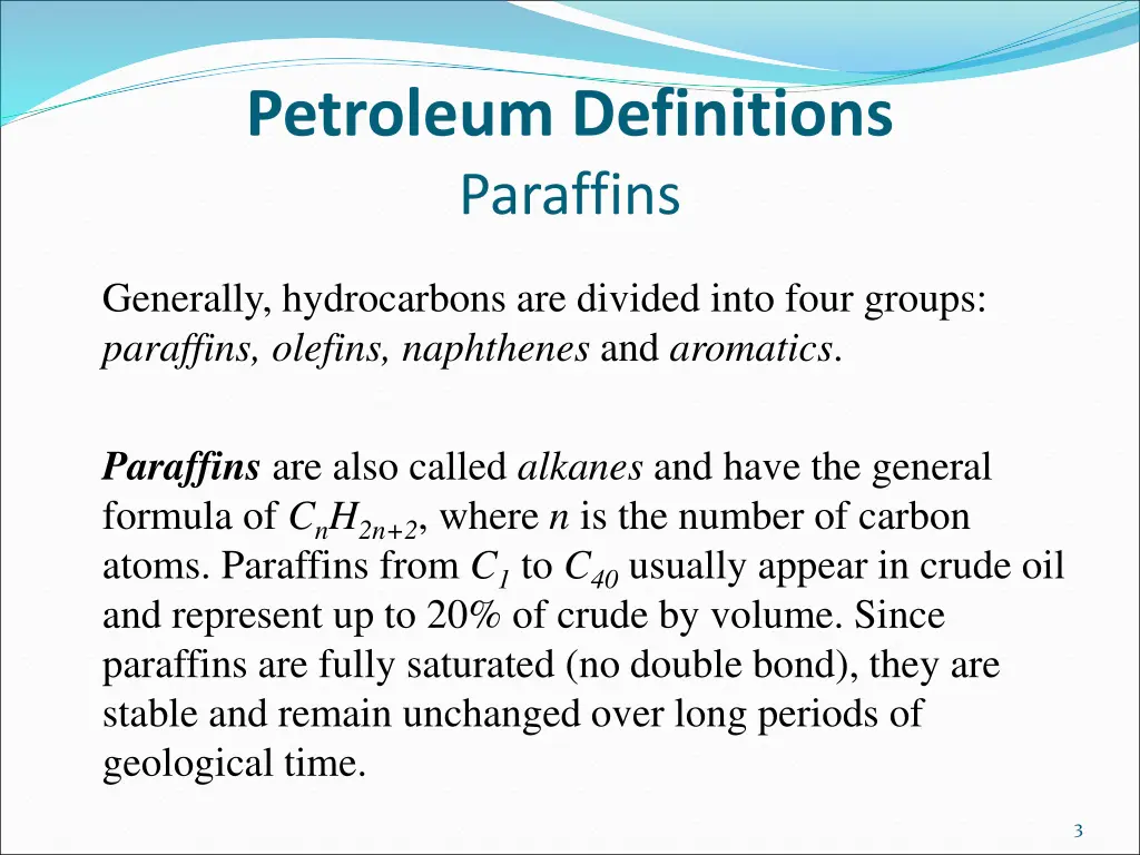 petroleum definitions paraffins