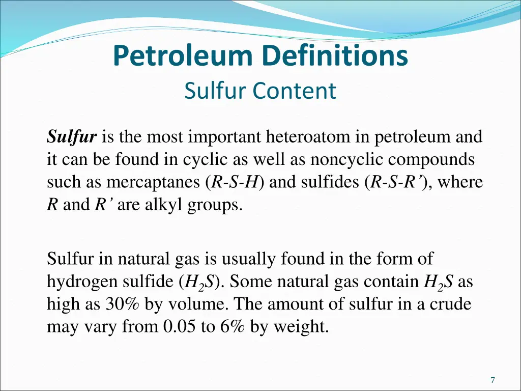 petroleum definitions sulfur content