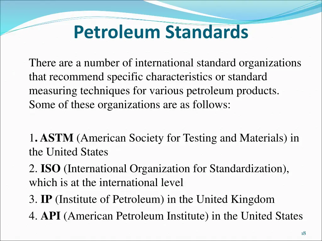 petroleum standards