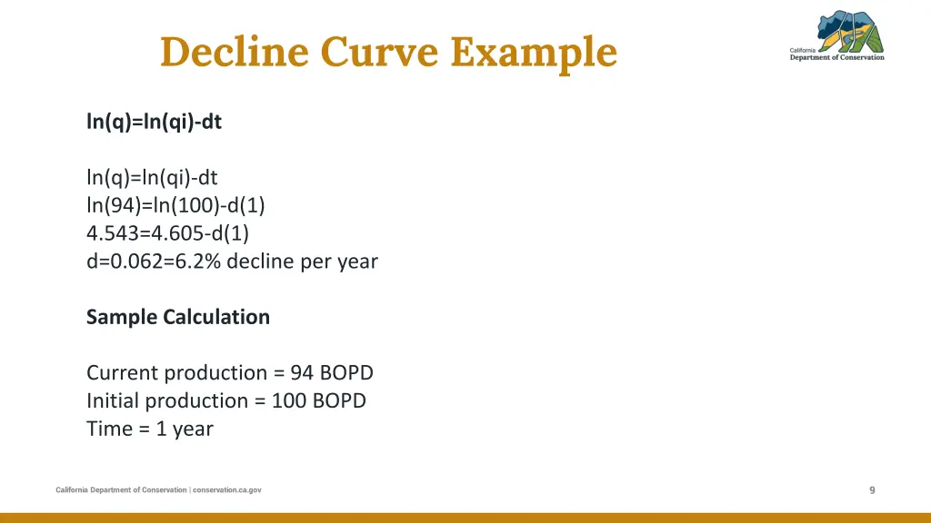 decline curve example