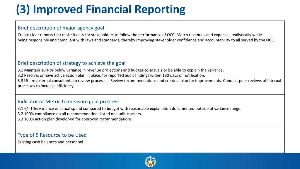 3 improved financial reporting