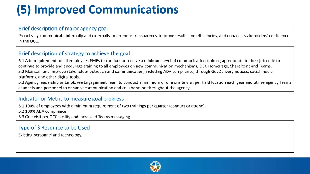 5 improved communications