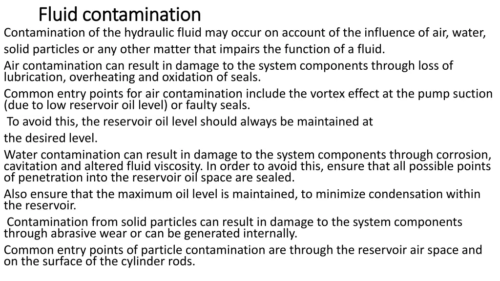 fluid contamination fluid contamination