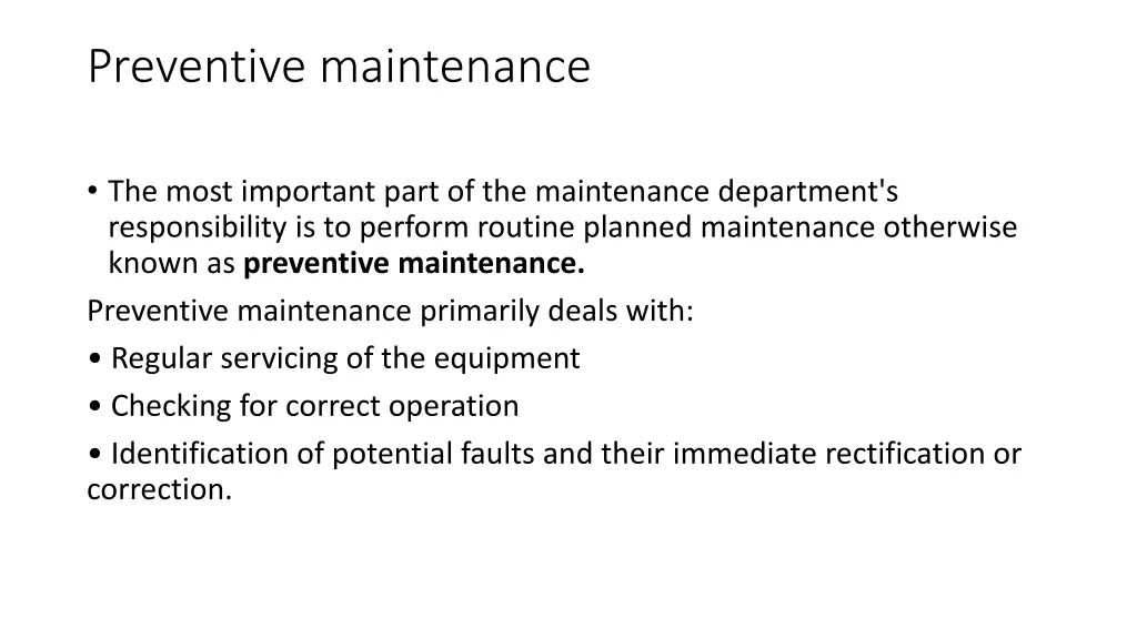 preventive maintenance