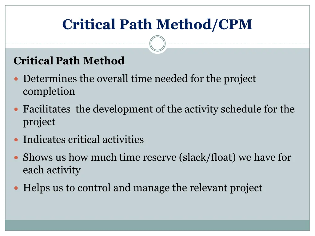 critical path method cpm 1