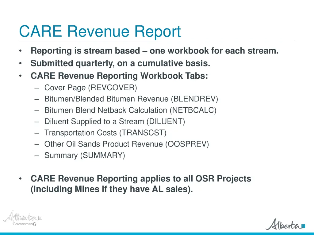 care revenue report