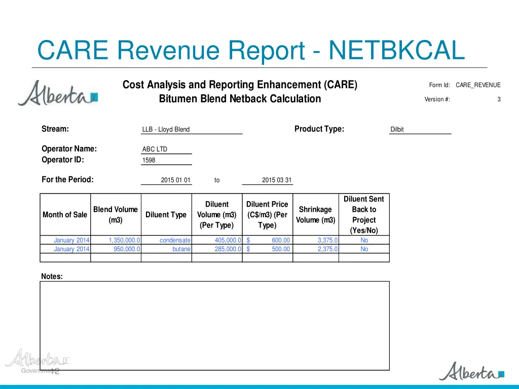 care revenue report netbkcal