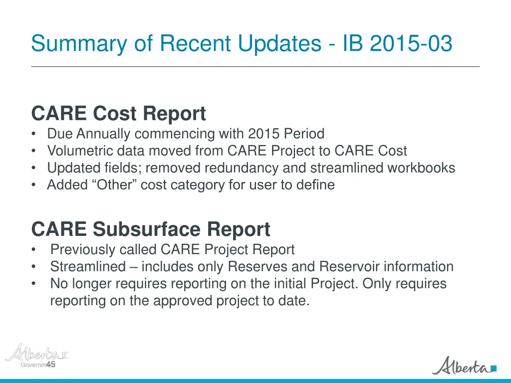 summary of recent updates ib 2015 03