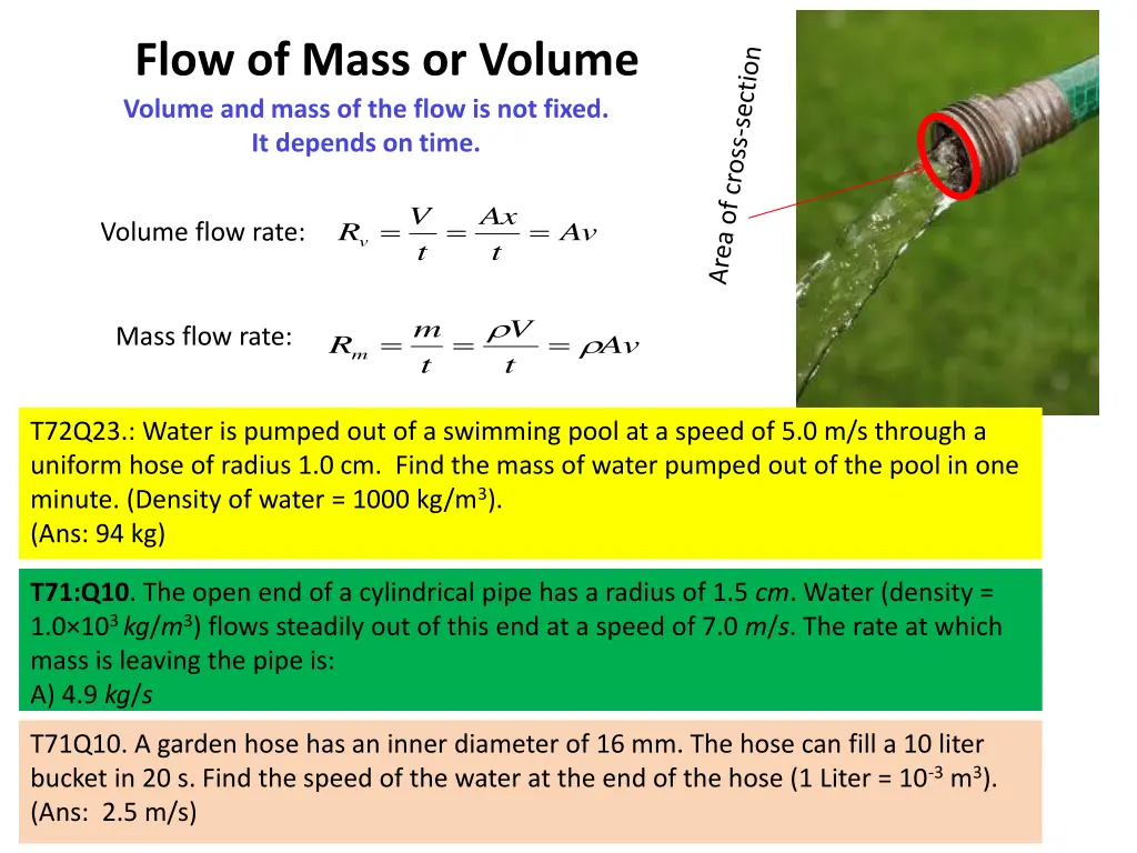 flow of mass or volume