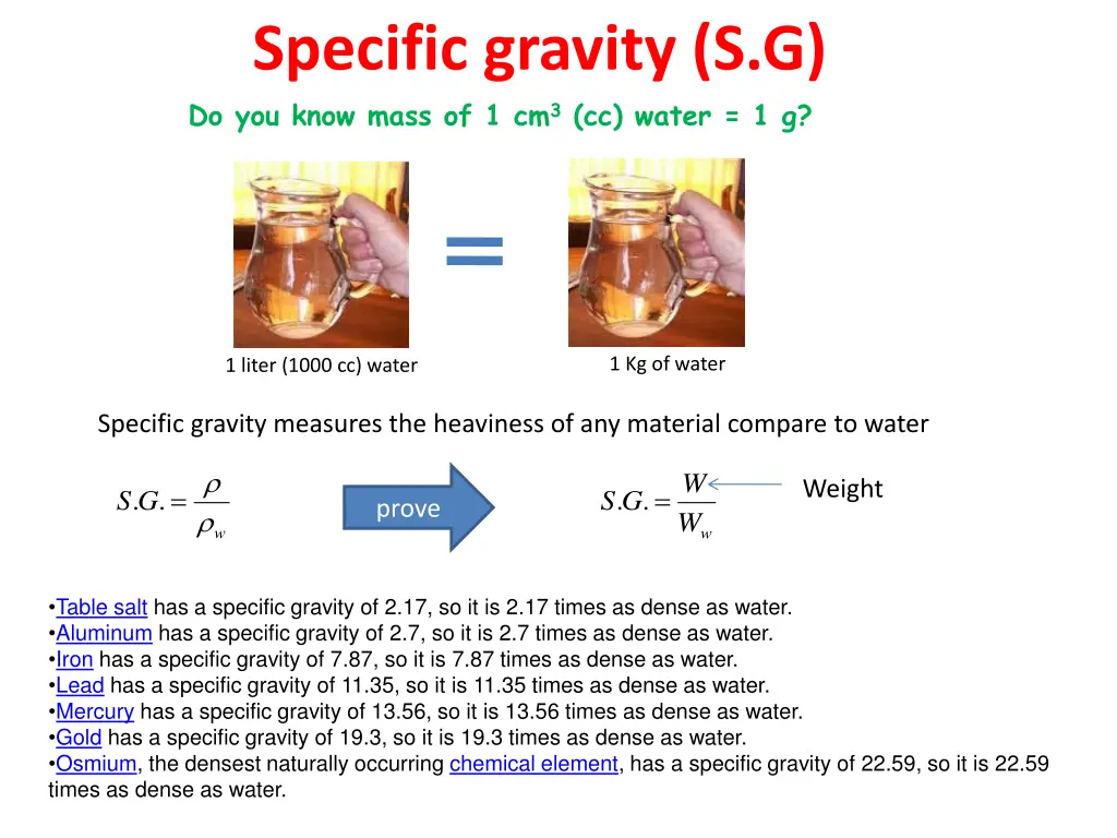 specific gravity s g do you know mass