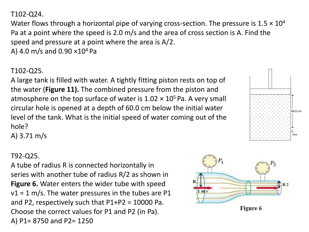 t102 q24 water flows through a horizontal pipe