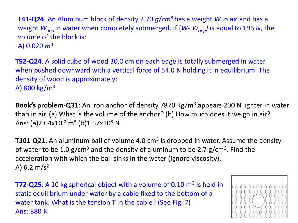 t41 q24 an aluminum block of density