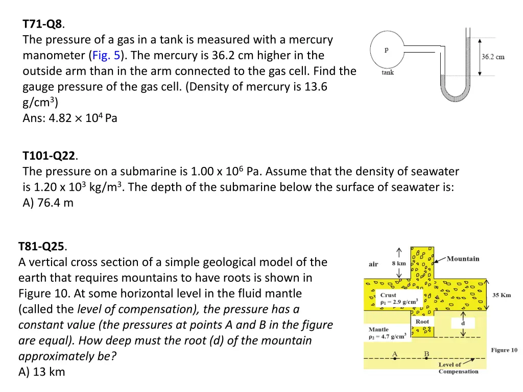 t71 q8 the pressure of a gas in a tank