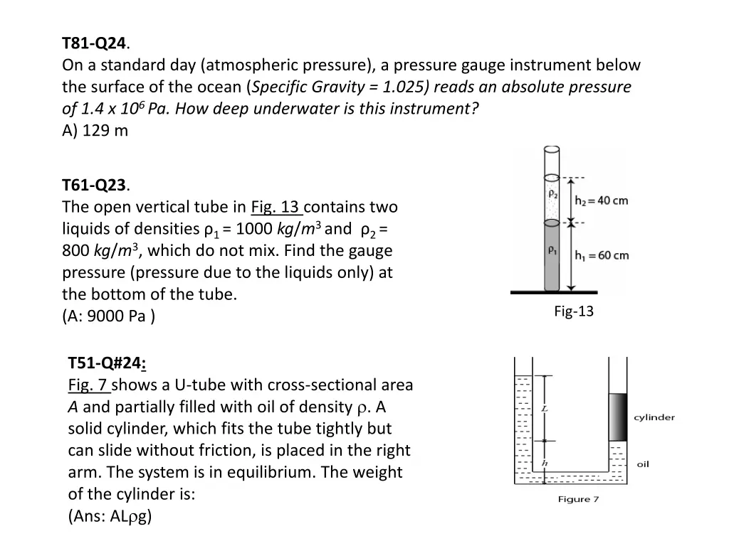 t81 q24 on a standard day atmospheric pressure