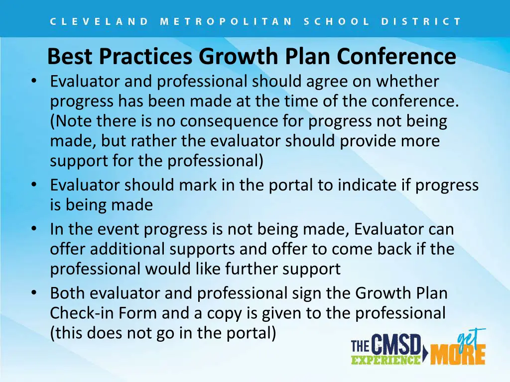 best practices growth plan conference evaluator 1