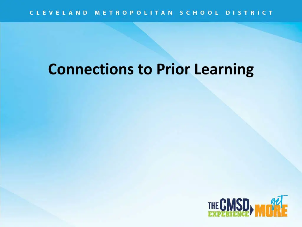 connections to prior learning