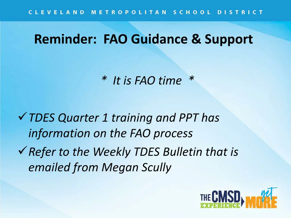 reminder fao guidance support