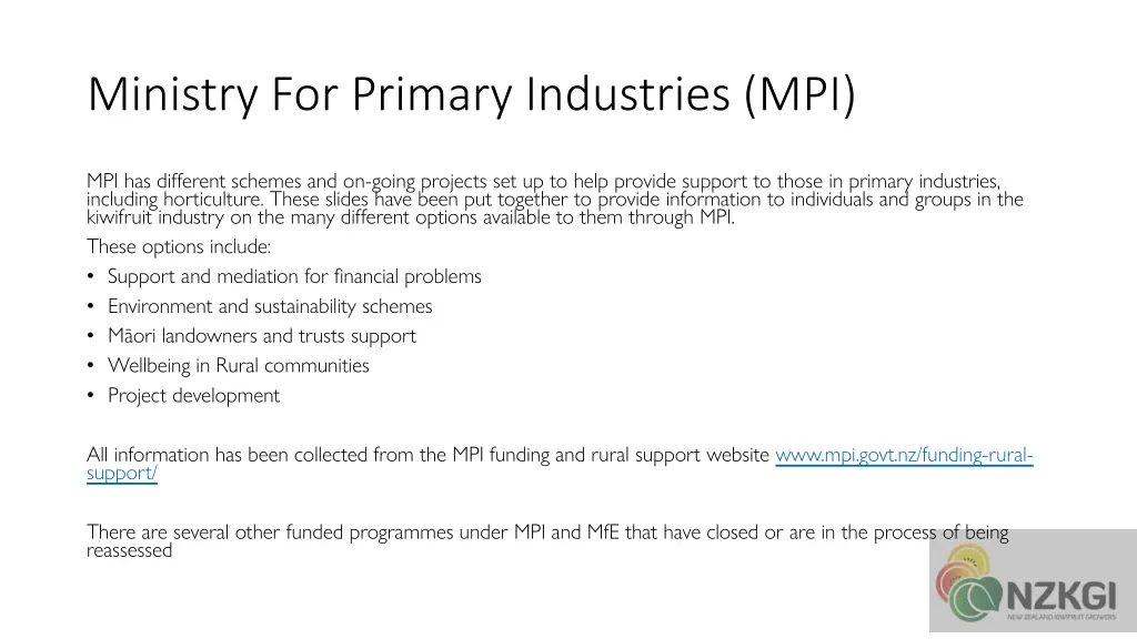 ministry for primary industries mpi