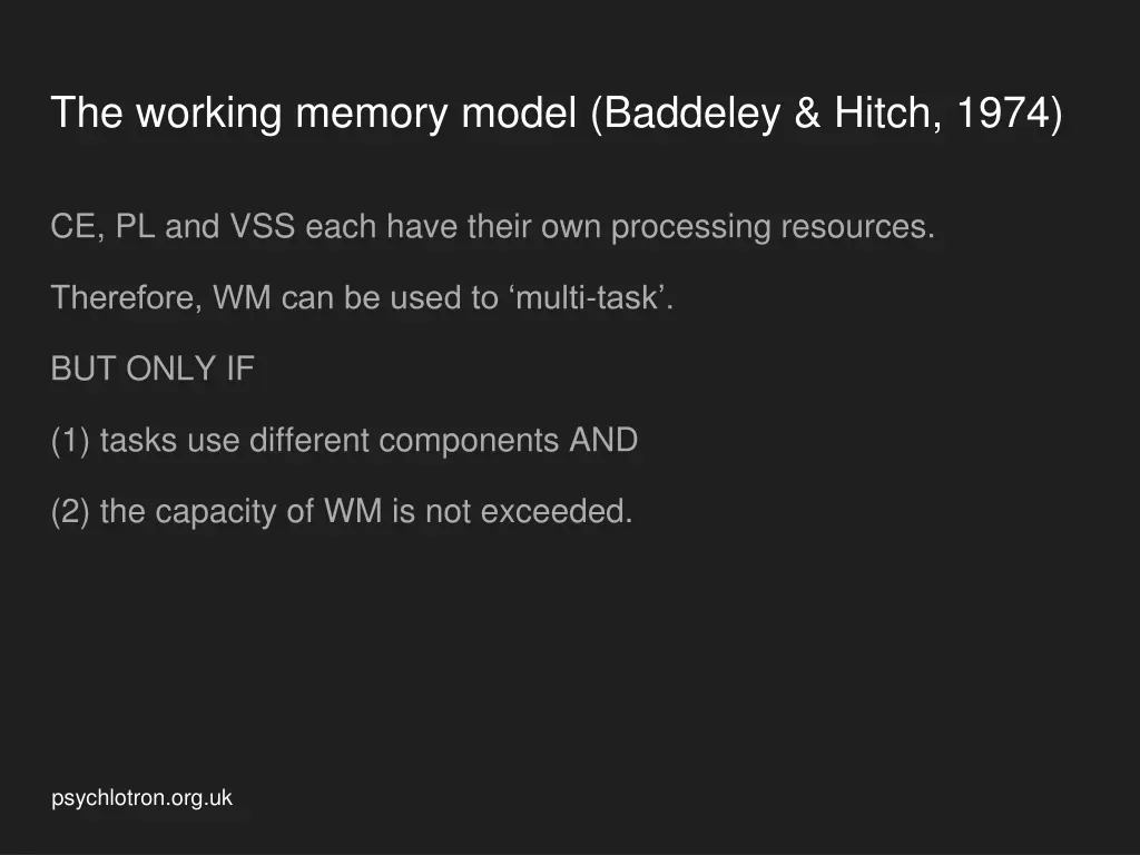 the working memory model baddeley hitch 1974 2