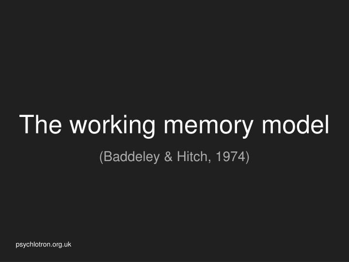 the working memory model