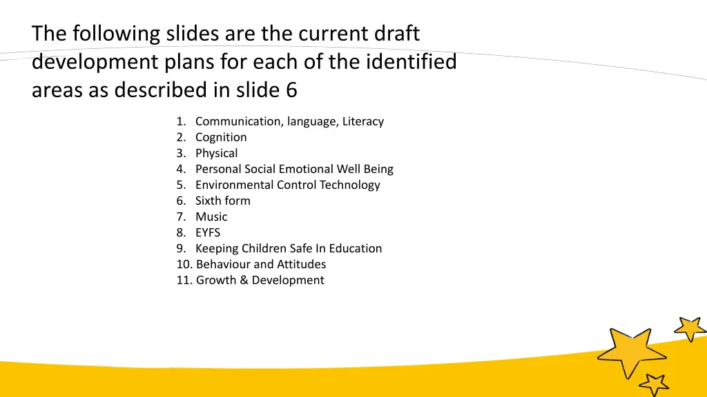 the following slides are the current draft