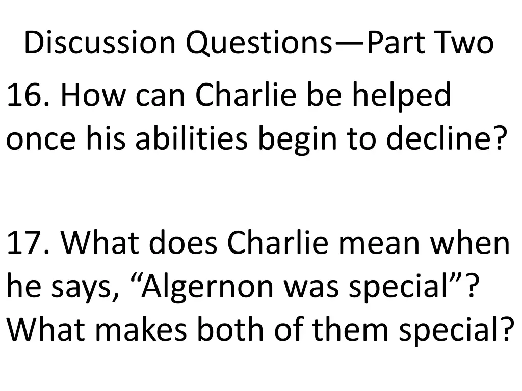 discussion questions part two 16 how can charlie