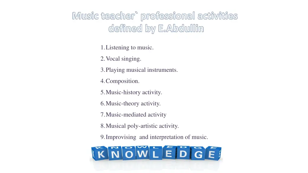 music teacher professional activities defined