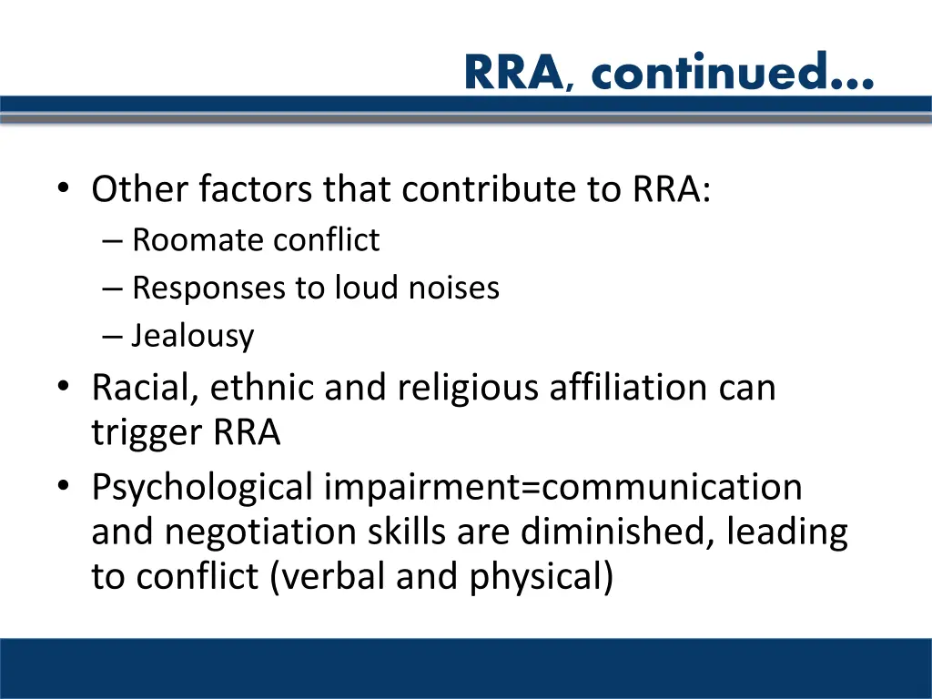 rra continued