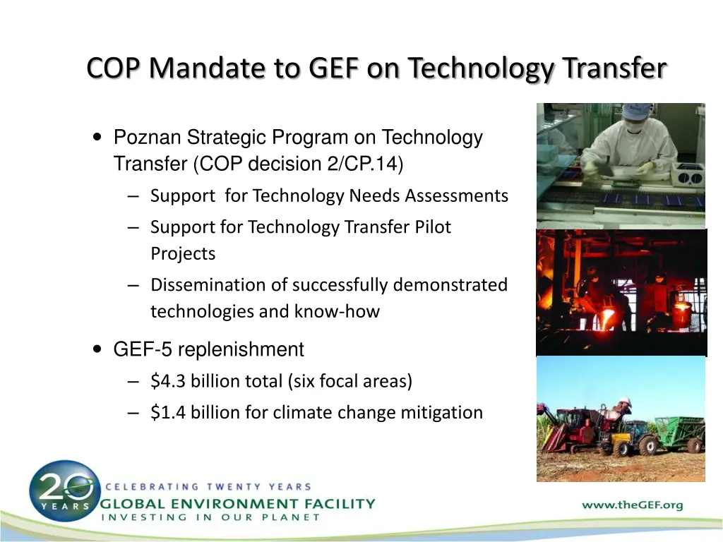 cop mandate to gef on technology transfer