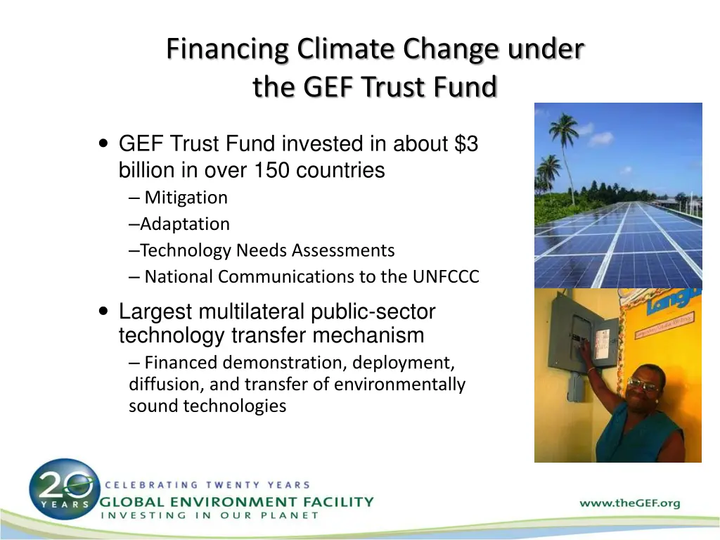 financing climate change under the gef trust fund