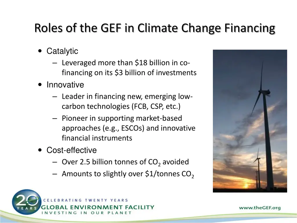 roles of the gef in climate change financing