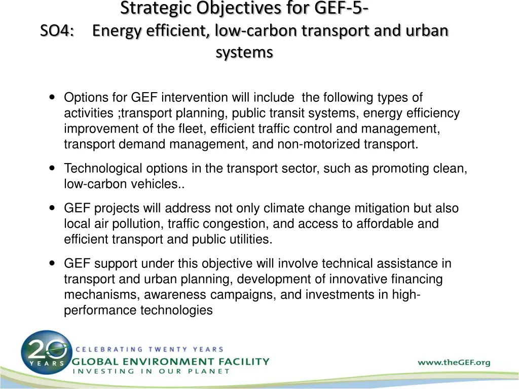 strategic objectives for gef 5 energy efficient