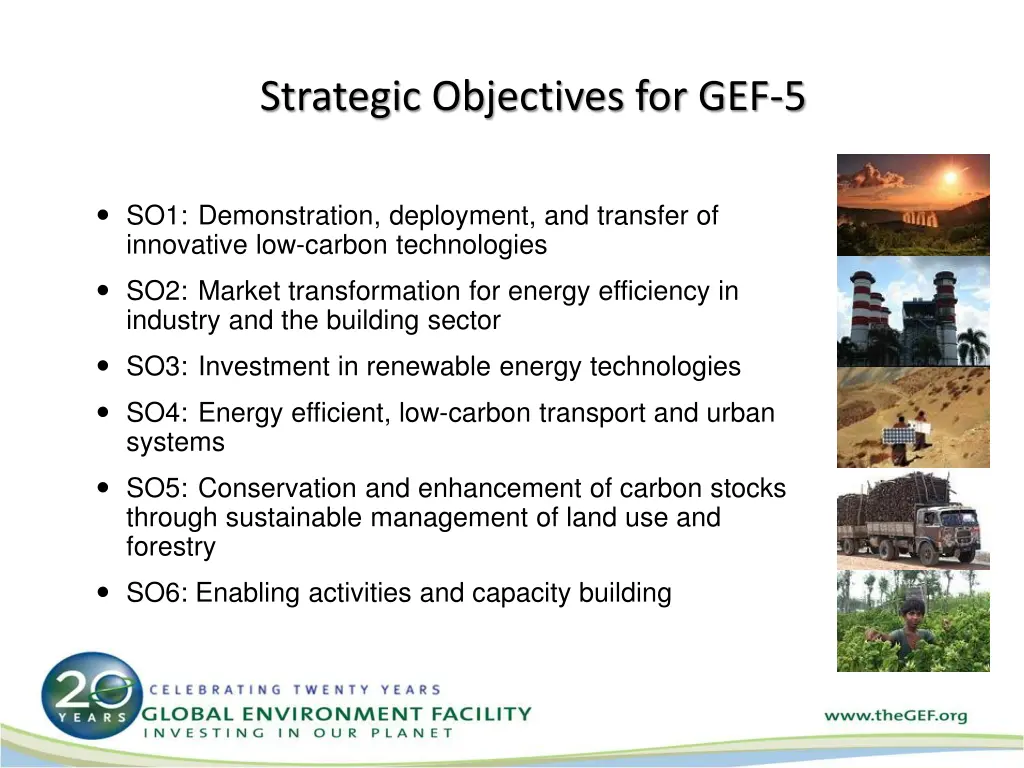 strategic objectives for gef 5