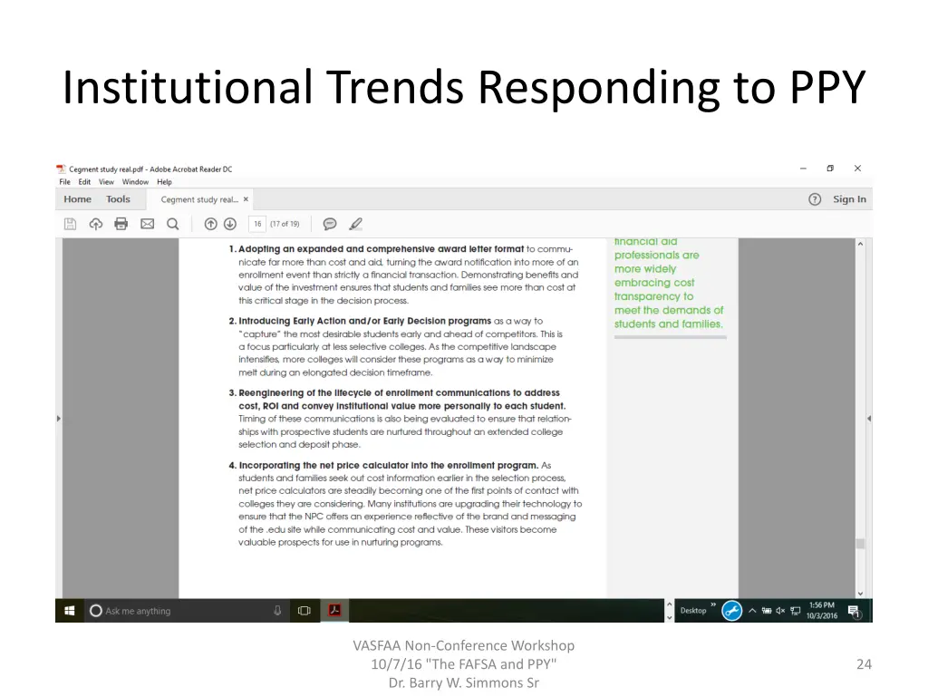 institutional trends responding to ppy