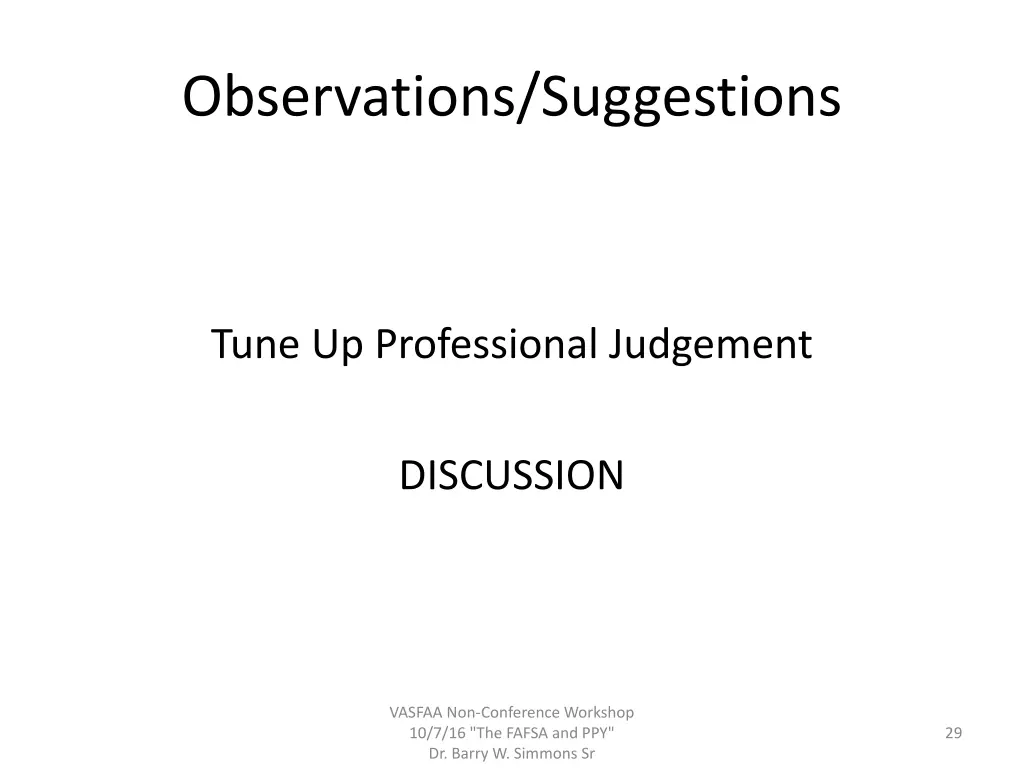 observations suggestions 2