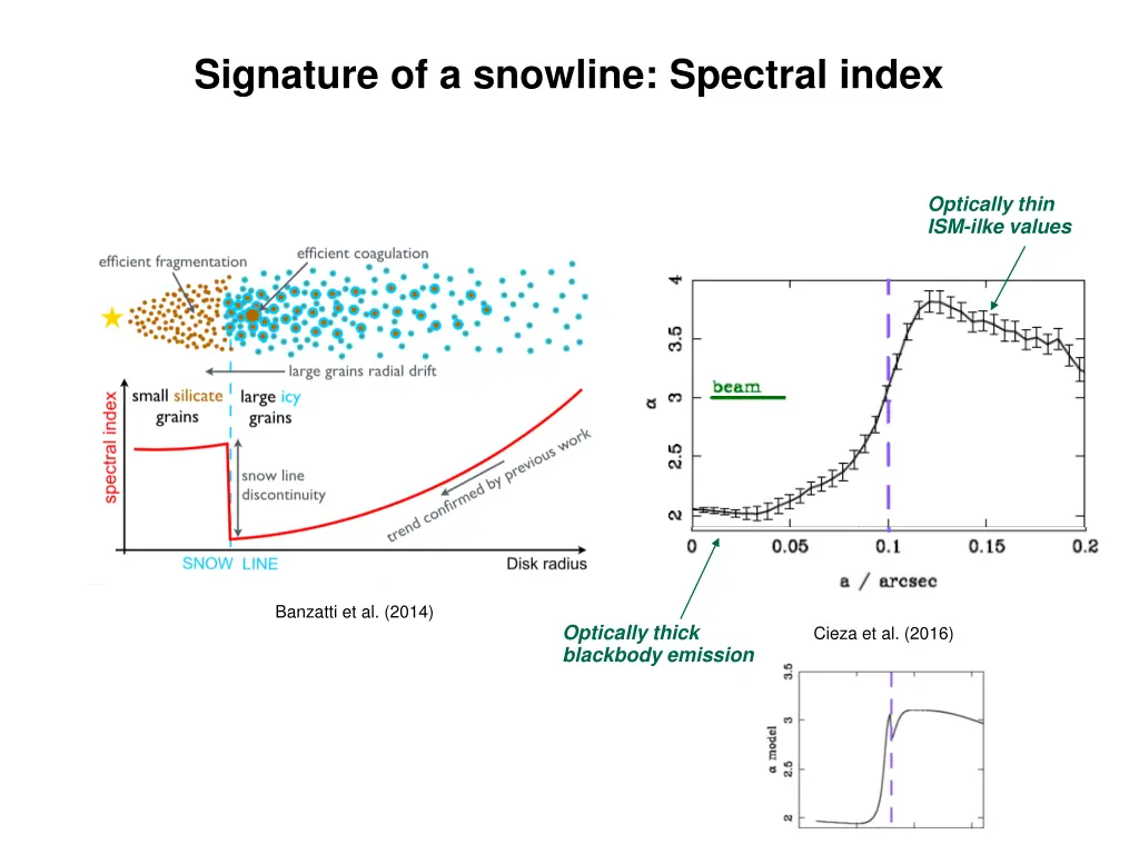 signature of a snowline spectral index