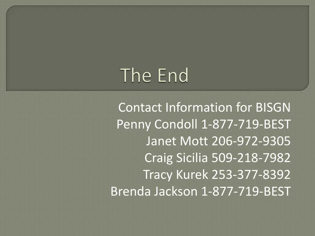 contact information for bisgn penny condoll