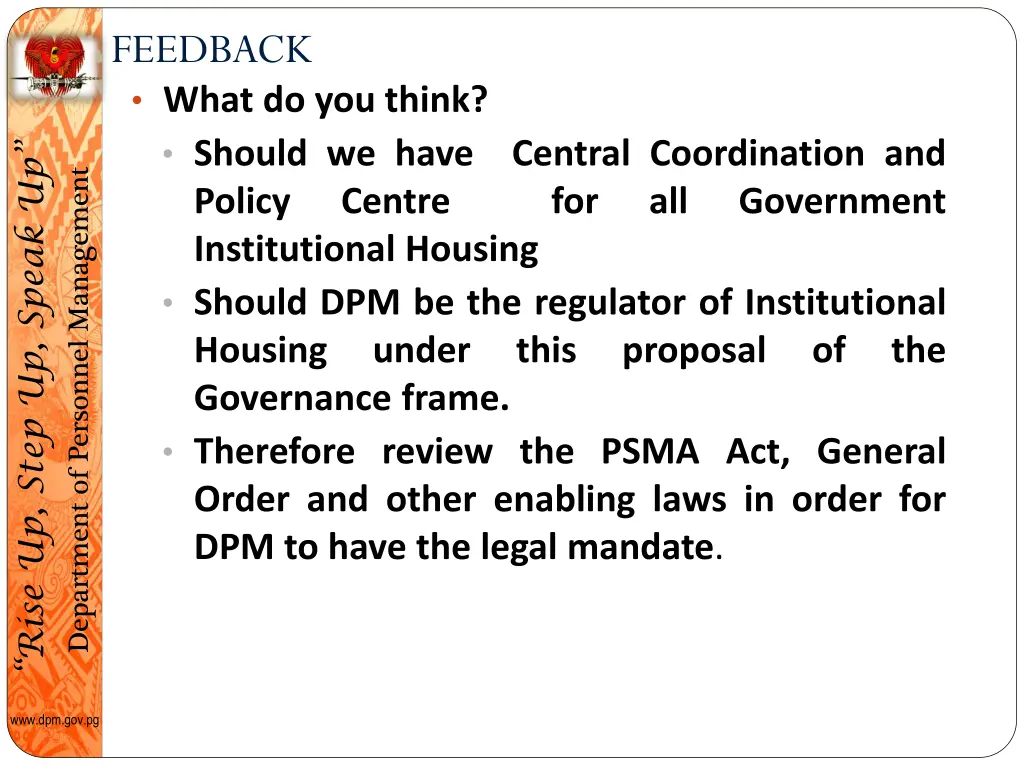 feedback what do you think should we have policy